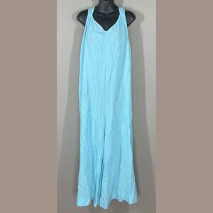 NEW Loft Jumpsuit Womens 2XL XXL plus blue wide leg preppy beach casual colorful